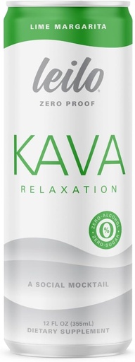 [BRSRAGIOOYCWGHI6] LEILO | Kava Powered Lime Margarita Mocktail Drink | 12Pack - Sugar-Free & Non-ALC Funksional Relaxation Support | 12 fl oz Cans (Paket 12)