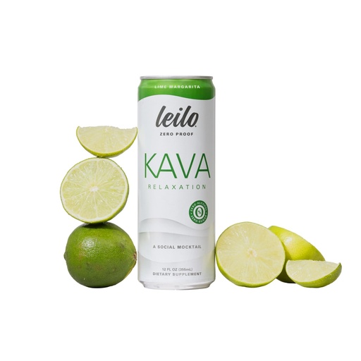 [BRSRAGIOOYCWGHI6] Leilo | Kava Powered Lime Margarita Mocktail Drink | Sugar-Free & Non-Alc Functional Relaxation Support | 12 fl oz Cans (Pack of 12)