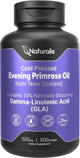 [BRSROYL7PN4BACTG] Naturalis Evening Primrose Oil (Cold Pressed) | 100% Natürlich aus Neuseeland | Non-GMO, Soy & Gluten Free, Zero Filler | 300 Mini-Softgels
