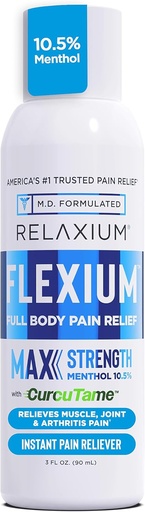 [BRSRA2YPCF6AK23F] Relaxium Flexium Instant Spray for Pain, Max Strength with 10.5% Menthol & CurcuTame, Supports Muscle, Joint and Arthritis Pain Relief, 3 FL oz. (90 ml)