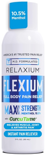 [BRSRA2YPCF6AK23F] Relaxium Flexium Instant Spray for Pain, Max Strength with 10.5% Menthol & CurcuTame, Supports Muscle, Joint and Arthritis Pain Relief, 3 FL oz. (90 ml)