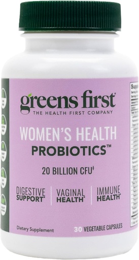 [BRSWGFLQORYQMDL4] Greens First Women’s Health Probiotics - Probiotic for pH Balance - 20 Billion CFU - Support for Digestive, Immune & Vaginal Health Non-GMO/Gluten-Free/Dairy-Free/Soy-Free (30 Vegetable Capsules)