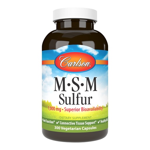 [BRSWKZIOCYAWOD3G] Carlson - M-S-M Sulfur, 1000 mg - Superior Bioavailability, Joint Function, Connective Tissue Support & Healthy Skin, 300 Vegetarian Capsules