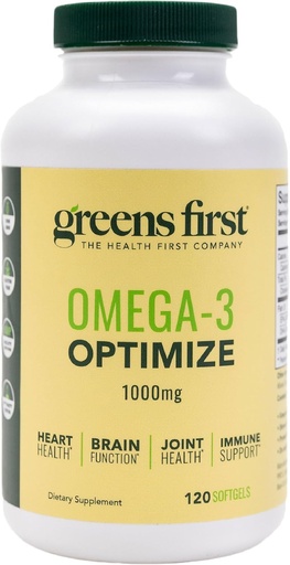 [BRSWIEIYO4OGAETI] Greens First Omega-3 Optimize Daily Appliment  потупване, Potent Marine Oil - за сърце, Brain & Joint Health - High EPA/DHA - Имунна поддръжка - 850mg (120 Softgels)