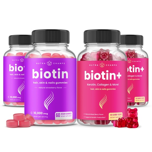 [BRSRA2YEDEDR4F3O] NutraChamps Biotin & Biotin+. The Complete Duo for Hair, Skin and Nails. Biotin, Collagen, Keratin & More