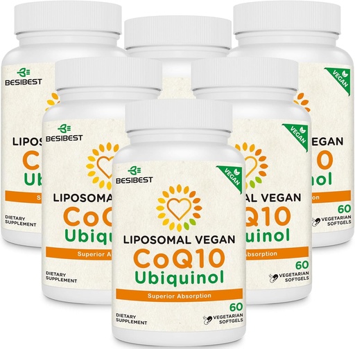 [BRSRMGLQOYNBOEQ4] 1000mg Liposomal CoQ10 Ubiquinol, 360 Vegan Softgels, High Absorption Ubiquinol CoQ10 Supplement, Active Antioxidant Form of Coenzyme Q10 for Heart Function & Energy Production