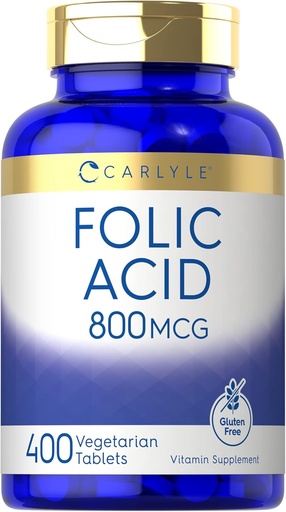 [BRSW2BITPMHRQCQ6] Carlyle Folic Acid 800 Mcg tablety 124; 400 Počet 124; Vegetarian, Non- GMO, gluten zdarma