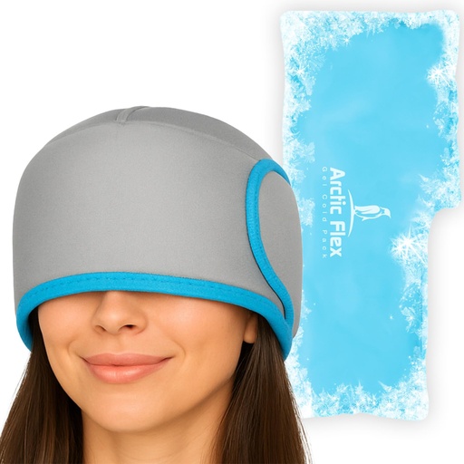 [BRSWY2YLO4NRS2T6] Vive Migraine Relief Cap - Hot & Cold Compression Hat for Headache - Full Head Ice Wrap Beanie & Eye Mask for Tension & Pressure Relief - Cooling Headband - Reusable & Flexible Soft Gel Packs
