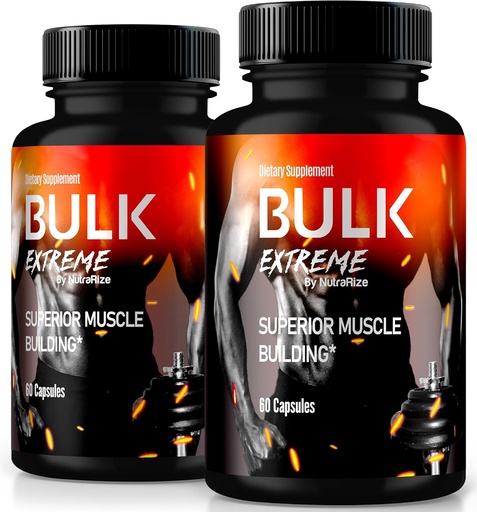 [BRSRAZ35PIARA3DB] (2 Paket) Bangunan Otot Ekstrim Bolak Lanjutan Formula, Bulk Extreme untuk Lean Muscle Mass for Men, All Natural Muscle Builder, Pill Pria untuk Performance Fisik, Review (120 Capsules)