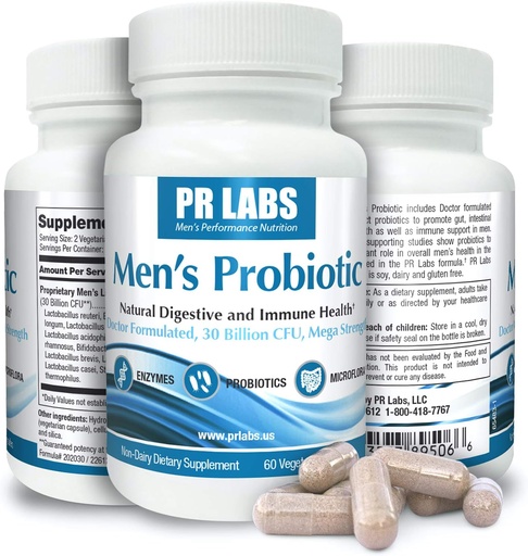 [BRSWIGY7BQPAADLO] Prostate Research Labs Men’s Probiotic - Digestive Enzyme Supplement Probiotic for Men - Promotes Gut Health and Immune Support - 1 Pack (60 Capsules)
