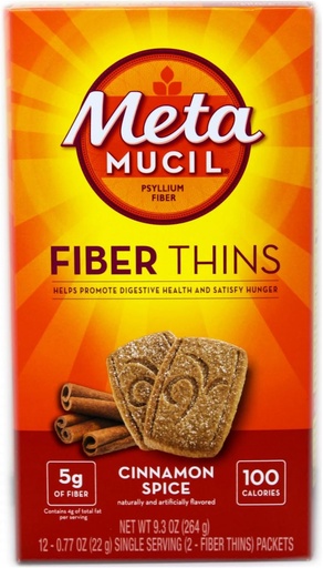 [BRSWKGYZBUDBYDDA] Metamucil Fiber Thins Cinnamon Spice 3-boxes of 12 packets. Each of the 12 packets contain 2 fiber thins