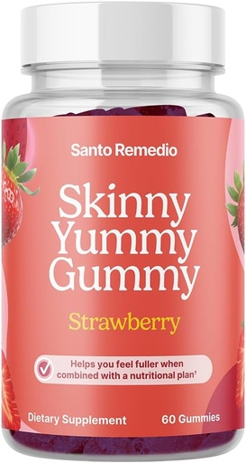 [BRSRMHAZOAPQ22TB] Santo Remedio, Entalla, Skinny Yummy Gummy, Nutritional Supplement, Gummy Fiber for Digestive Gut Support, 60 Fiber & Prebiotic Gummies, Strawberry Flavor, 30 Servings