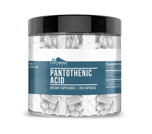 [BRSW2FIBC4NWE3LA] Earthborn Elements Pantothenic Acid 200 Capsules, Pure & Undiluted, No Additives