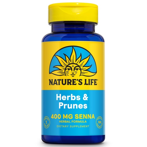 [BRSWIYTYO4AGG3DY] Nature's Life Herbs & Prunes - Herbal Supplements w/ 400mg Senna Leaves - Daily Wellness Support w/Prune, Cascara Sagrada, Organic Flax Seed Meal - Vegan, Lab Verified, 60-Day Guarantee, 100 Servings