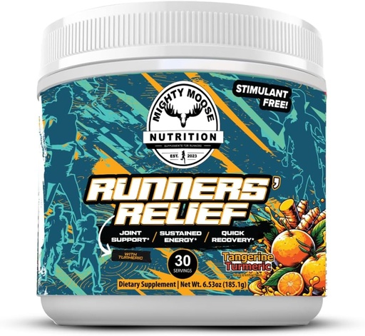 [BRSRAZIQBEDWAFL7] Runners' Relief - Joint Support & Muscle Recovery Supplement - Glucosamine Chondroitin - Fasting Electrolytes - Stimulant-Free Pre/Post Workout Energy - Tangerine Turmeric with 95% Curcuminoids