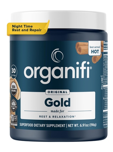 [BRSWGZIOAQJQOF3H] Organifi: Gold - Superfood Supplement Powder - 30 Servings - Stress Support, Better Rest, Relaxation and Promotes Restful Sleep - Turmeric and Reishi Infused