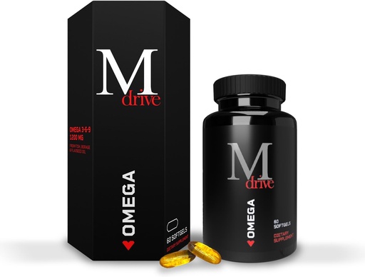[BRSW2FQYA4BBQET5] Mdrive Omega 3 Fish Oil for Men, Omega 3-6-9 1200mg from Fish, Borage & Flaxseed Oil, Support Heart, Brain, Skin and Joint Health, 60 Count