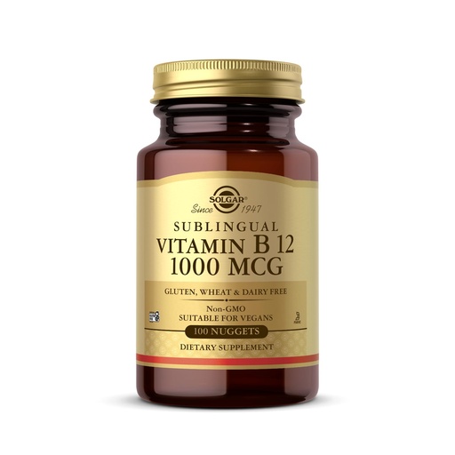 [BRSWIYTYO4GQM2Q7] Solgar Sublingual Vitamin B12 1000 mcg - 100 Nuggets - Non-GMO, Vegan, Gluten Free, Dairy Free, Kosher, Halal - 100 Servings