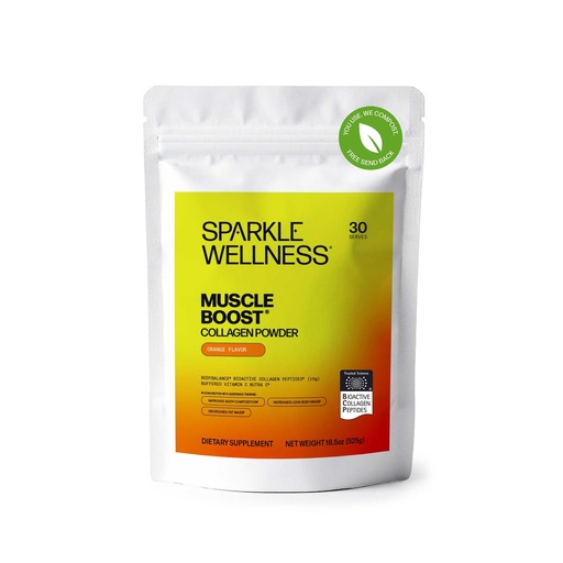 [BRSWYAANPIBR6EL4] Sparkle Wellness BODYBALANCE Bioactive Collagen Peptides | Collagen Powder Supplement with Hydrolyzed Collagen Peptides & Buffered Vitamin C | Muscle Boost (Orange) [30-Serves]