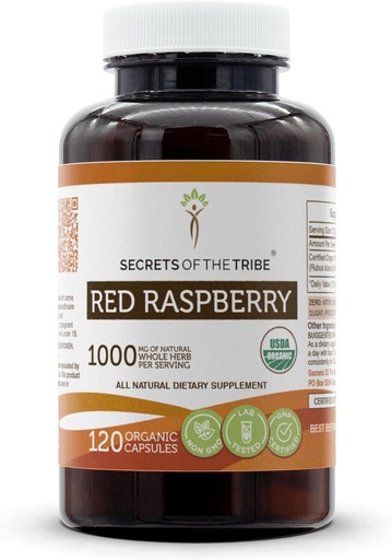 [BRSROEI2CAMBGHY4] Segreti della Tribe Red Raspberry USDA Capsule Organici | Capsule Vegetariani Organici Certificati, Integratore Dietetico Erbelico | Rubus idaeus Dried Leaf (120 Conte)