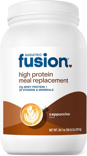 [BRSWICQYAYDBYH34] Bariatric Fusion Cappucino Meal Replacement 27g Protein Powder, 21 Serving Tub for Bariatric Surgery Patients Including Gastric Bypass and Sleeve Gastrectomy - No Gluten, Aspartame or Sugar