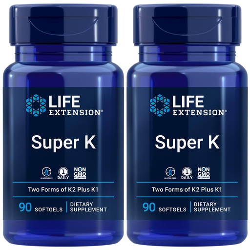 [BRSROBDYCQIRSETL] Life Extension Super K, Vitamin K Supplement, 2000 Mcg Vitamin-K and 1180 Mcg Vitamin K2, Heart Health, Once-Daily, 90 Softgels (Pack of 2)