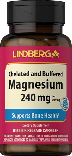 [BRSROBQCC4NQEH3U] Piping Rock Magnesium Supplement for Women and Men | 240 mg | 60 Capsules | Buffered Chelate | Non-GMO, Gluten Free | by Lindberg