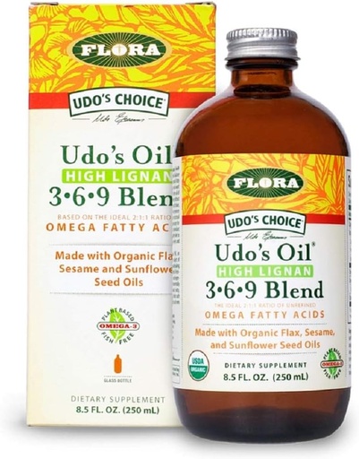 [BRSWIY3ZAYHGECA7] Flora - Udo's Choice, Omega 369 Oil Blend, High Lignan, 8.5 Fl Oz