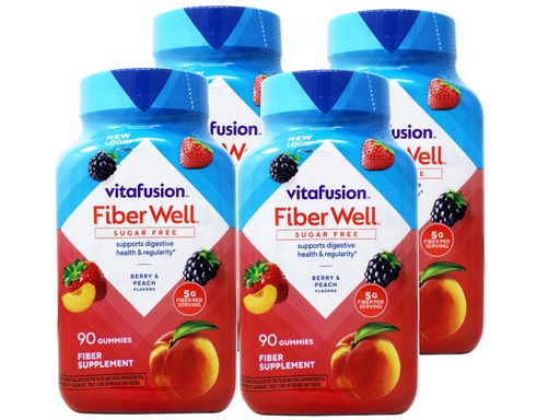 [BRSWG2QQAUDQK33V] VitaFusion, Fiber Well Gummies, Fiber Supplement, Assorted Flavors - 90 gummies, Pack of 4
