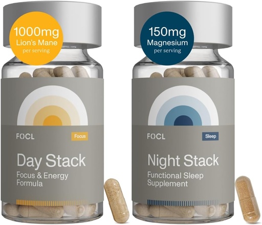 [BRSRAFT4DJ7BGHTF] FOCL AM PM Nootropic Functional Supplement for Daytime Focus + Nighttime Recovery | AM - Supports Focus Energy Memory Cognitive Performance | PM Supports Calm Restful Restorative Sleep, Melatonin-Free