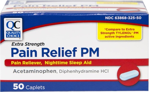 [BRSWIYQCPNYGEYAV] Quality Choice Extra Strength Pain Relief PM, Pain Reliever και Nighttime Sleep Aid, Acetaminophen 500 mg & Diphenhydramine HCI 25 mg (Sleep Aid), 50 Count πακέτο των Caplets