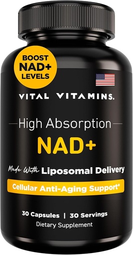 [BRSRAHQPCUJQYDLH] Vital Vitamins NAD Supplement - NAD+ (Nicotinamide Adenine Dinucleotide) for Men & Women - Made with Liposomal Delivery - Cellular Anti-Aging Support, Energy, Focus - 30-Day Supply