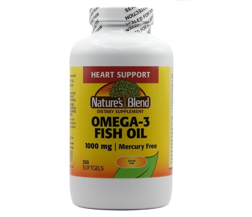 [BRSWIFYMAIBGYFQ5] Nature's Blend Omega-3 Fish Oil, 1000 mg 300 Softgels