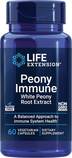 [BRSWIFINB4PA4EI3] Life Extension Peony Immune, White Peony Root, Immune Health Support, Immune System, Gluten-Free, non-GMO, Vegetarian, 60 קפסולות