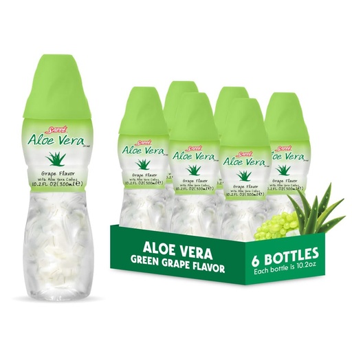 [BRSW2CAFAUOQOAL6] Aloe vera juice (Grape smaksatt) med större bitar av ren aloe pulp (6 Packs) Växtbaserad juice bra för hydrering och innehåller stor aloe massa. Det är hälsosamt för vuxna och barn