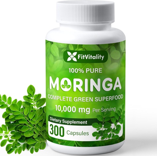 [BRSROGQLPJ6AMELD] Moringa Capsules: 300 capsules Moringa Oleifera: 100 000 mg 100% Pure et Naturelle Supplément sans OGM et sans gluten