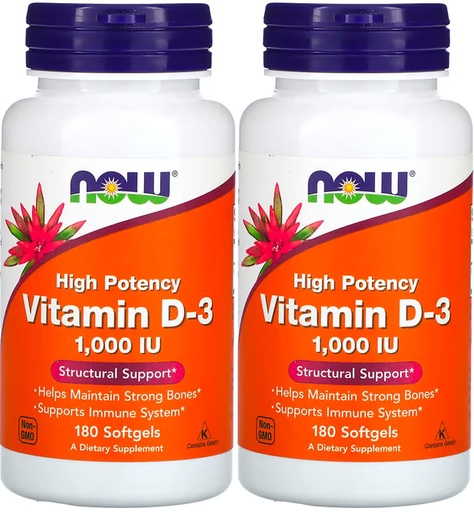 [BRSWIYYBOIBBGHTU] Now Foods - Vitamin D3-1000iu (180 softgels) 2 PACK