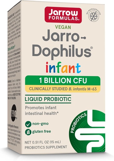 [BRSWIBALDIBQG3LU] Jarrow Formulas® Jarro-Dophilus® Infant Liquid Probiotic, Dietary Supplement, Intestinal Health Support for Infants, 1 Billion CFU Per Serving, 0.51 fl oz, 30 Day Supply
