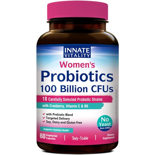 [BRSROHQ3BEPA4C3V] Innate Vitality Probiotics for Women, 100 Billion CFUs 18 Strains, Prebiotics and Probiotics, with Cranberry, Vitamin C & B6 P5P, Vaginal & Digestive Health, Non refrigerated, 60 Caps