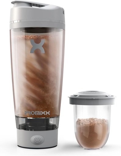 [BRSW2HQNAF6GOFYZ] Promixx Pro Shaker Bottle | Rechargeable, Powerful for Smooth Protein Shakes | includes Supplement Storage - BPA Free | 20oz Cup (Cool Gray)