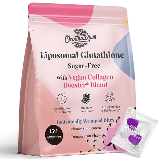 [BRSRAAANOQNRUC33] Orinthalixium Liposomal Glutathione Gummies 1000MG - Sugar Free Reduced L-Glutathione with Vitamin C & Vegan Collagen - Antioxidant & Skin Wellness - 150 Count