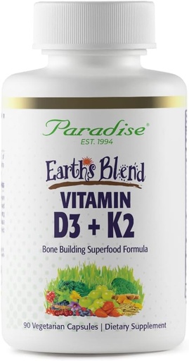 [BRSROAYCBVYBUC3P] Paradise Byliny Země mísí vitamín D3 + K2, Superfoods Base of Probiotics and Organic Alkalization Green, Veggies & Berries, 90 Vegetariánské kapsle