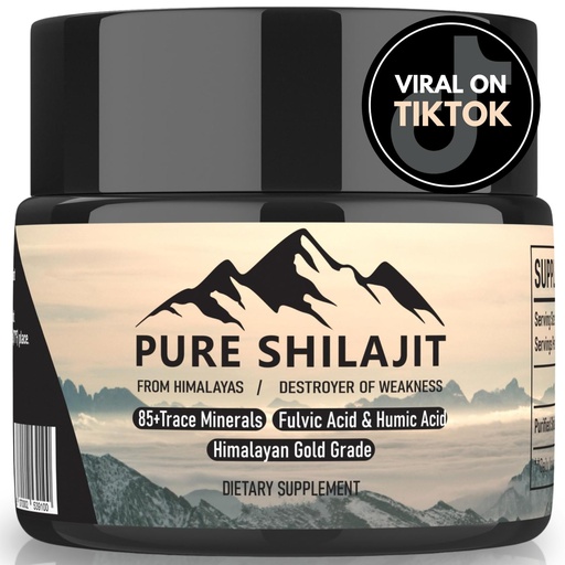 [BRSROHQZOR5B4DTO] Pure Shilajit Himalayan Resin for Men and Women, Organic Natural Supplement with 85+ Trace Minerals + Humic Acid, High Potency Providing Energy, Strength & Immunity (30g New)