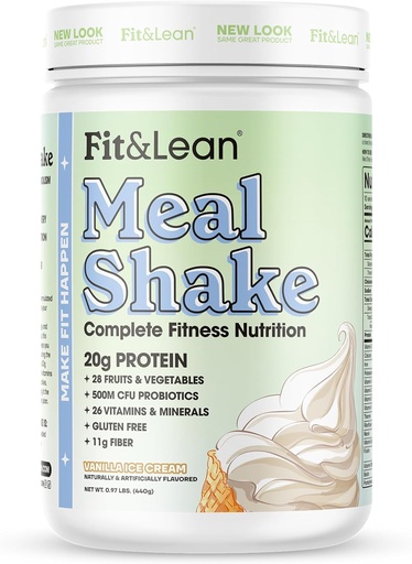 [BRSWKH3ZA4MBC3DX] Fit & Lean Meal Shake, Fat Burning Meal dəyişdirilməsi, Protein, Fiber, Probiyotiks, Vanilla, 1lb, 10 Konteyner üçün xidmət