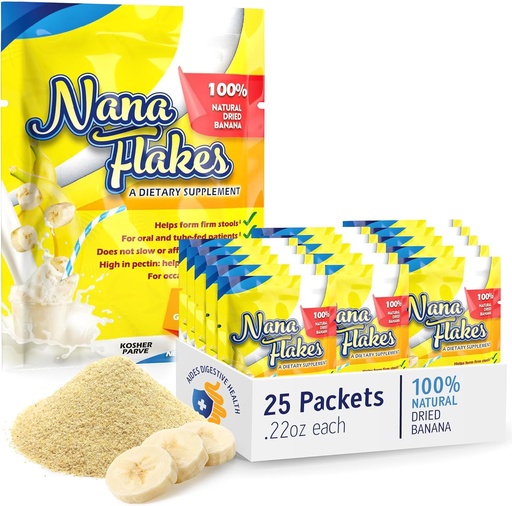 [BRSWYGQ2CF6RAAL3] Nana Flakes 100% Pure Banana Flakes Medical Food Powder - Disminuir la ingesta de grasa " Remedio natural para la diarrea " Quema de corazón - Gran fuente de proteínas " fibra (25 paquetes de un solo paso)