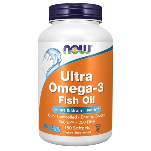 [BRSWIYQ2AZ6AOAA3] NOW Foods Supplements, Ultra Omega-3 Molecularly Distilled and Enteric Coated, 180 Softgels