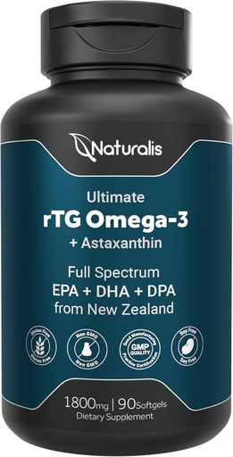 [BRSRAYIPCFYBECLZ] Naturalis Ultimate rTG Omega 3 Fish Oil 1800mg from Wild Yeni Zelandiya Tuna - Tam Spectrum Omega3s EPA, DHA & DPA - Sustainably Sourced, Non-GMO, Gluten Free - 90 Softgels