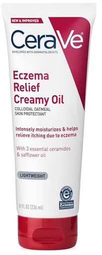 [BRSWYAQKCV6QKF3F] CeraVe Eczema Relief Creamy Body Oil, Eczema Calming Cream With Colloidal Oatmeal & Safflower Oil For Dry Skin & Itchy Skin Relief, Steroid Free & Paraben Free, 8 Ounce