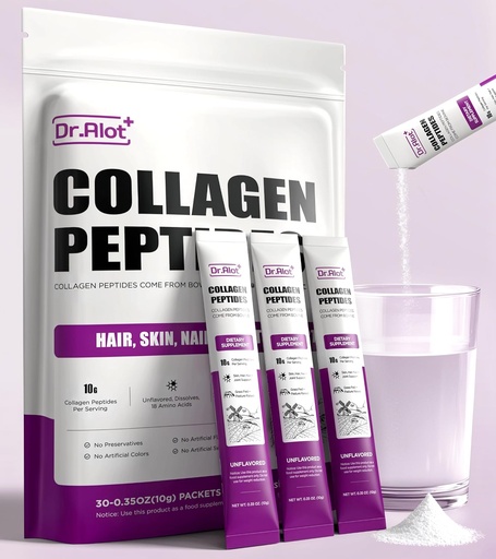 [BRSRAFIPCUIGOGQY] 2X Boost Collagen Peptides Powder for Skin Hair Nail Joints Health, Ultra High Absorption Collagen Powder with Hydrolyzed Type 1 & 3 + VC, Unflavored Collagen Supplements for Women & Men, 30 Servings