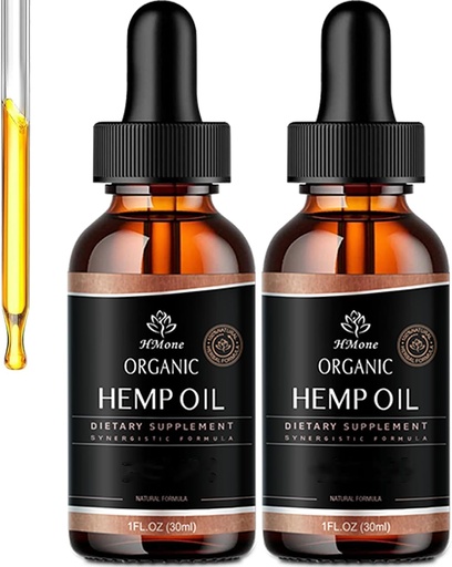 [BRSRABT2CQCAY3DB] Hemp Oil High Potency - 2 Pack Maximum Strength Organic Hemp Drops for Adult